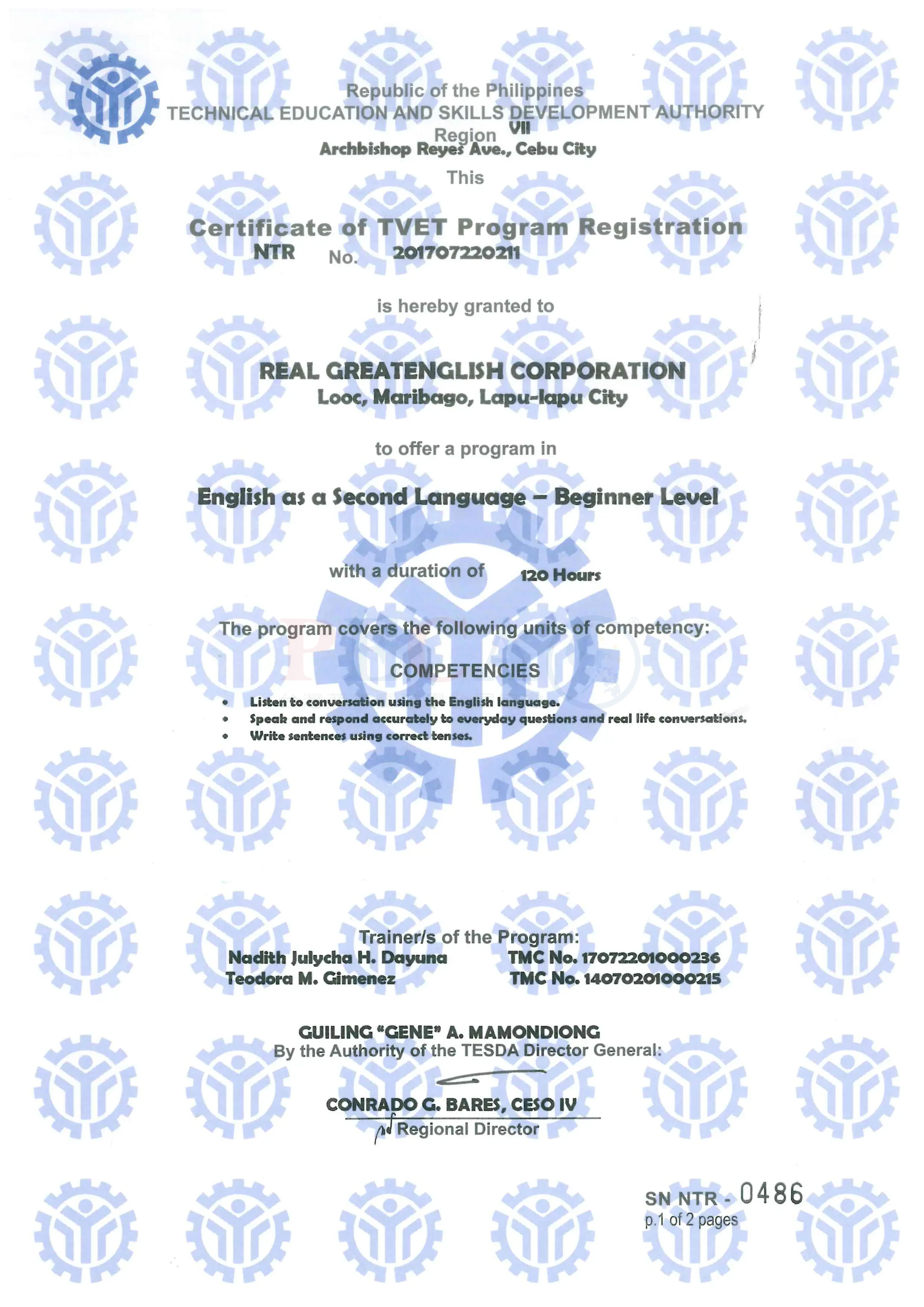 QQEnglish TESDA 認證 - 菲律賓技職教育局認可