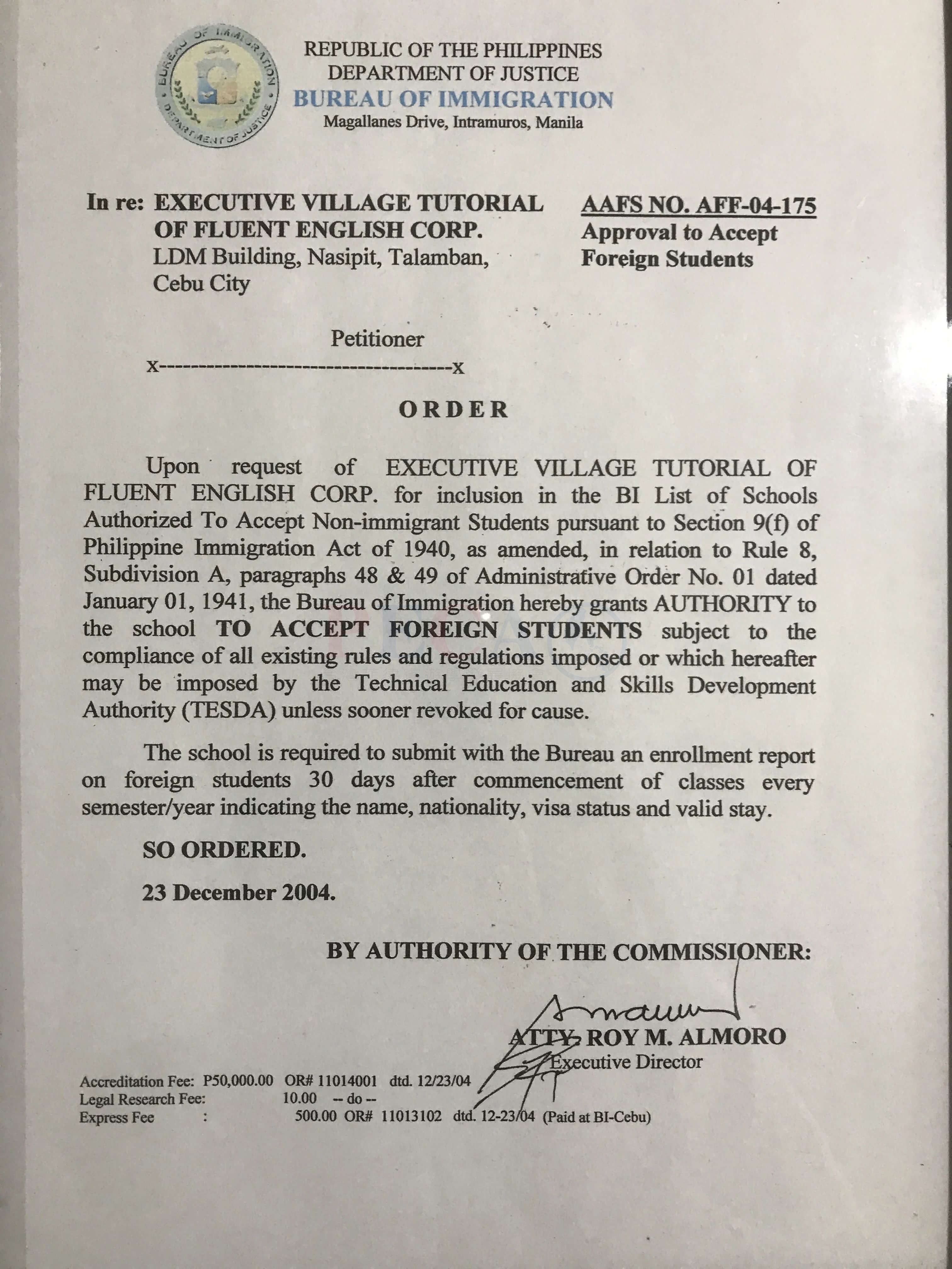 EV Academy SSP 認證文件 - 菲律賓合法辦學證明