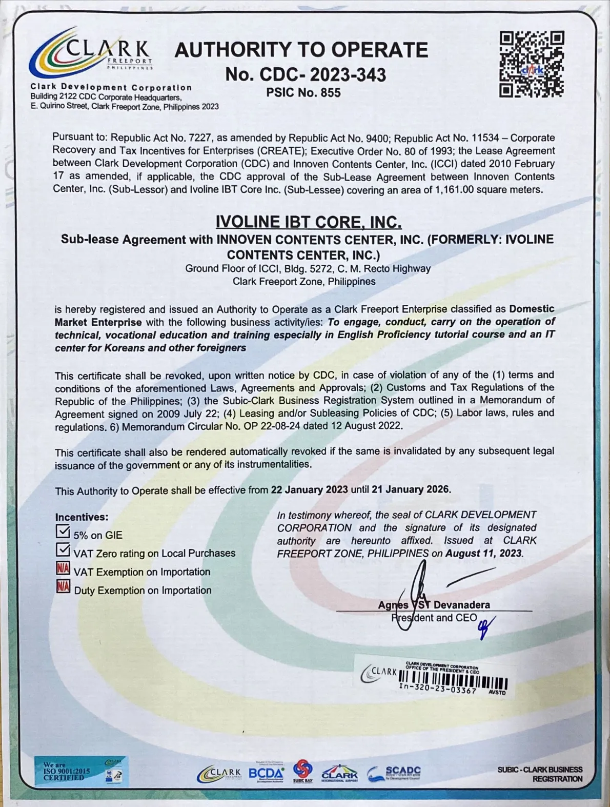 Help Clark 克拉克語言學校營業許可證 - 政府核准合法經營